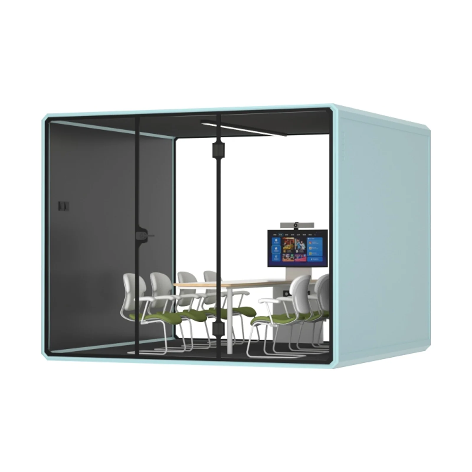 Selected panoramic acoustic meeting pod from the MOVELRA acoustic pod collection