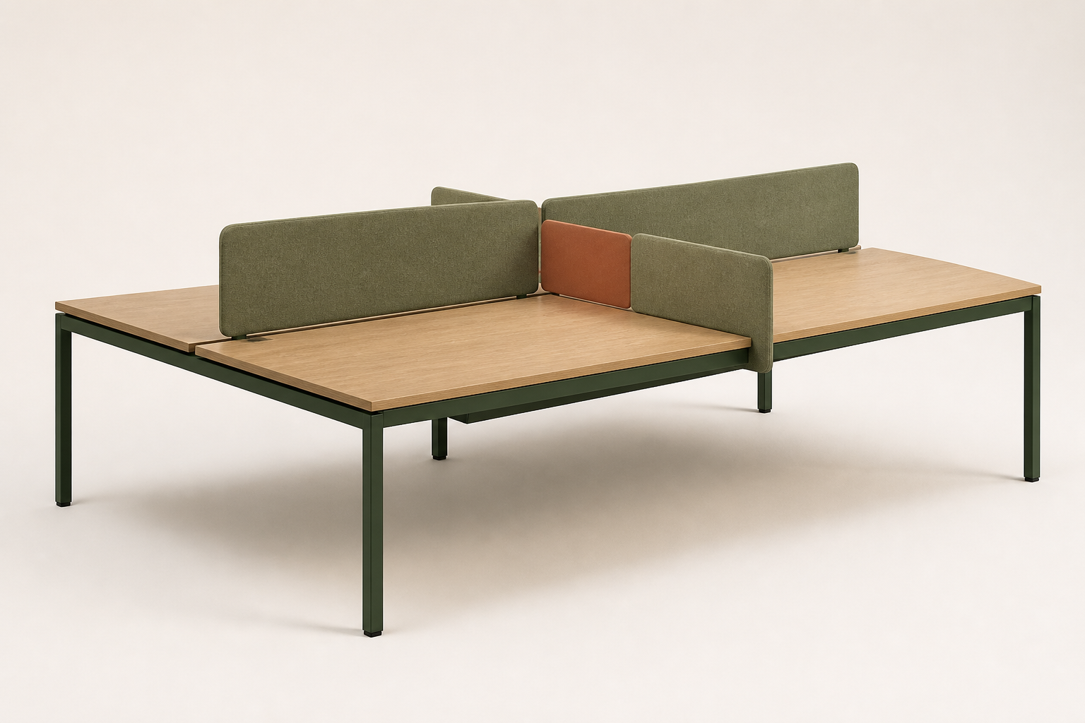 Concept image of a bench workstation direction in an open-plan office.